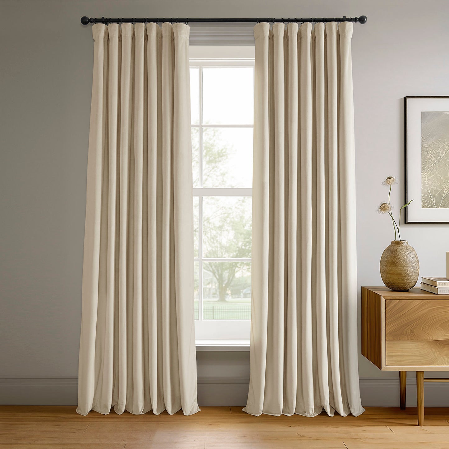 Alabaster Beige Signature Velvet Blackout Curtain