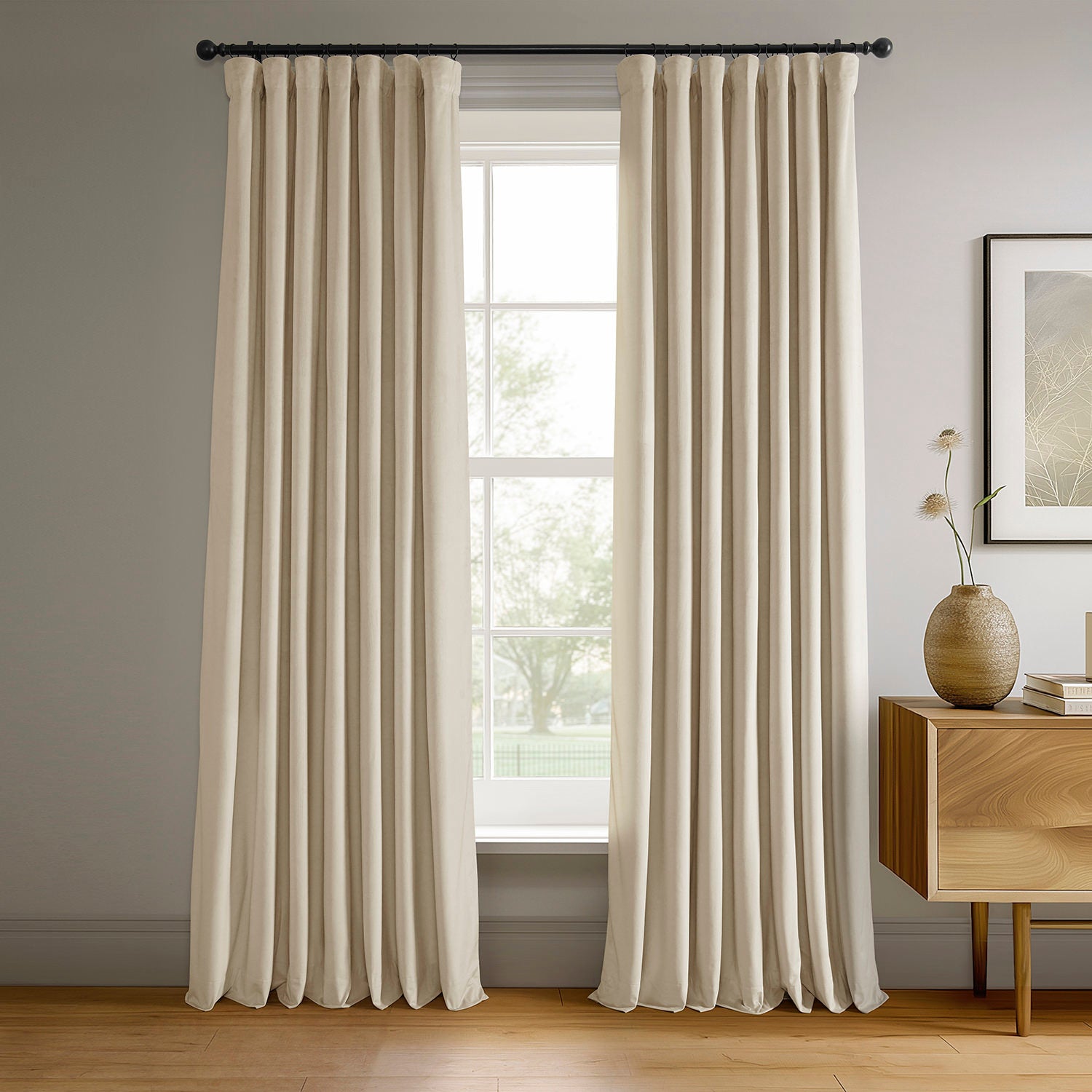 Alabaster Beige Signature Velvet Blackout Curtain