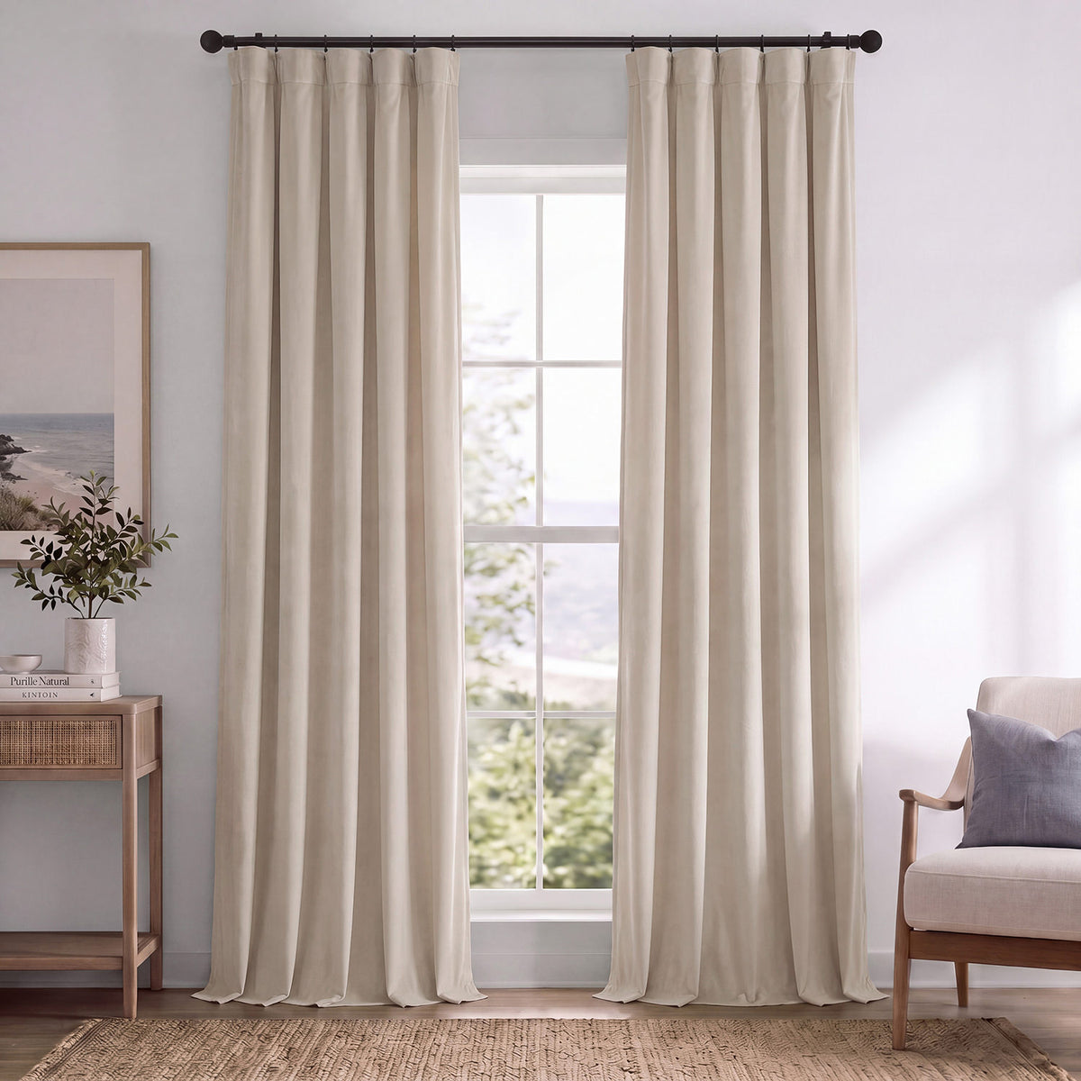 Alabaster Beige Signature Velvet Blackout Curtain