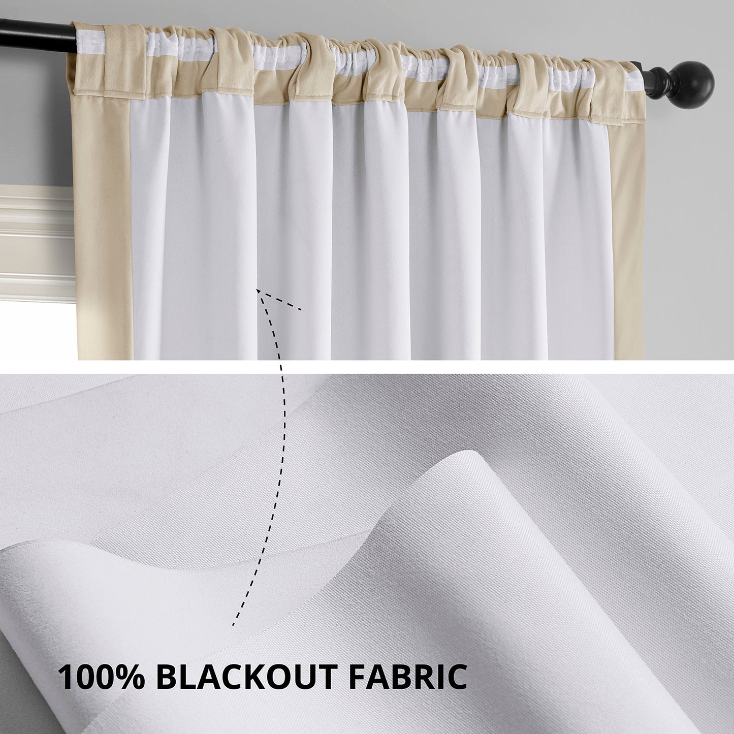 Alabaster Beige Signature Velvet Blackout Curtain