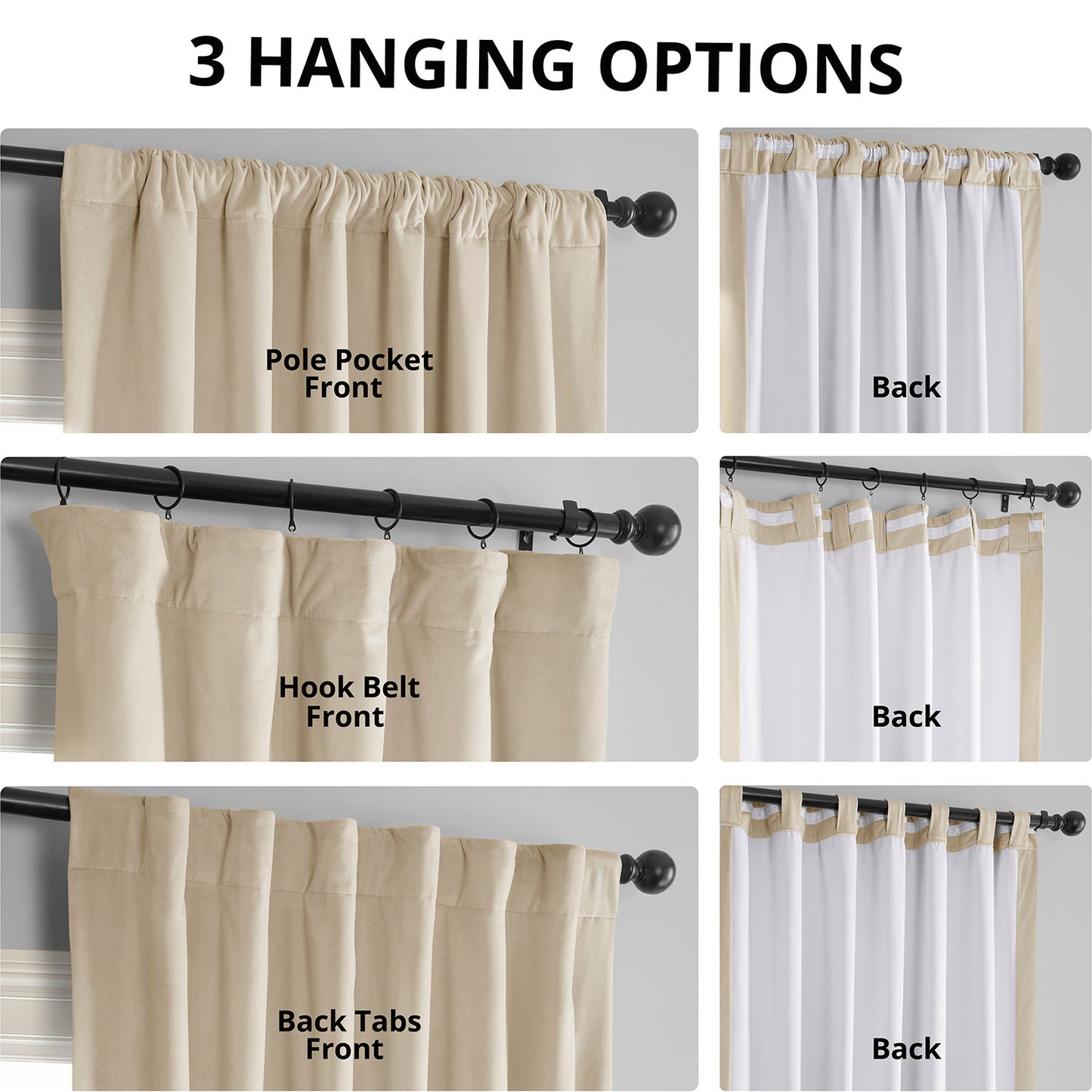 Alabaster Beige Signature Velvet Blackout Curtain