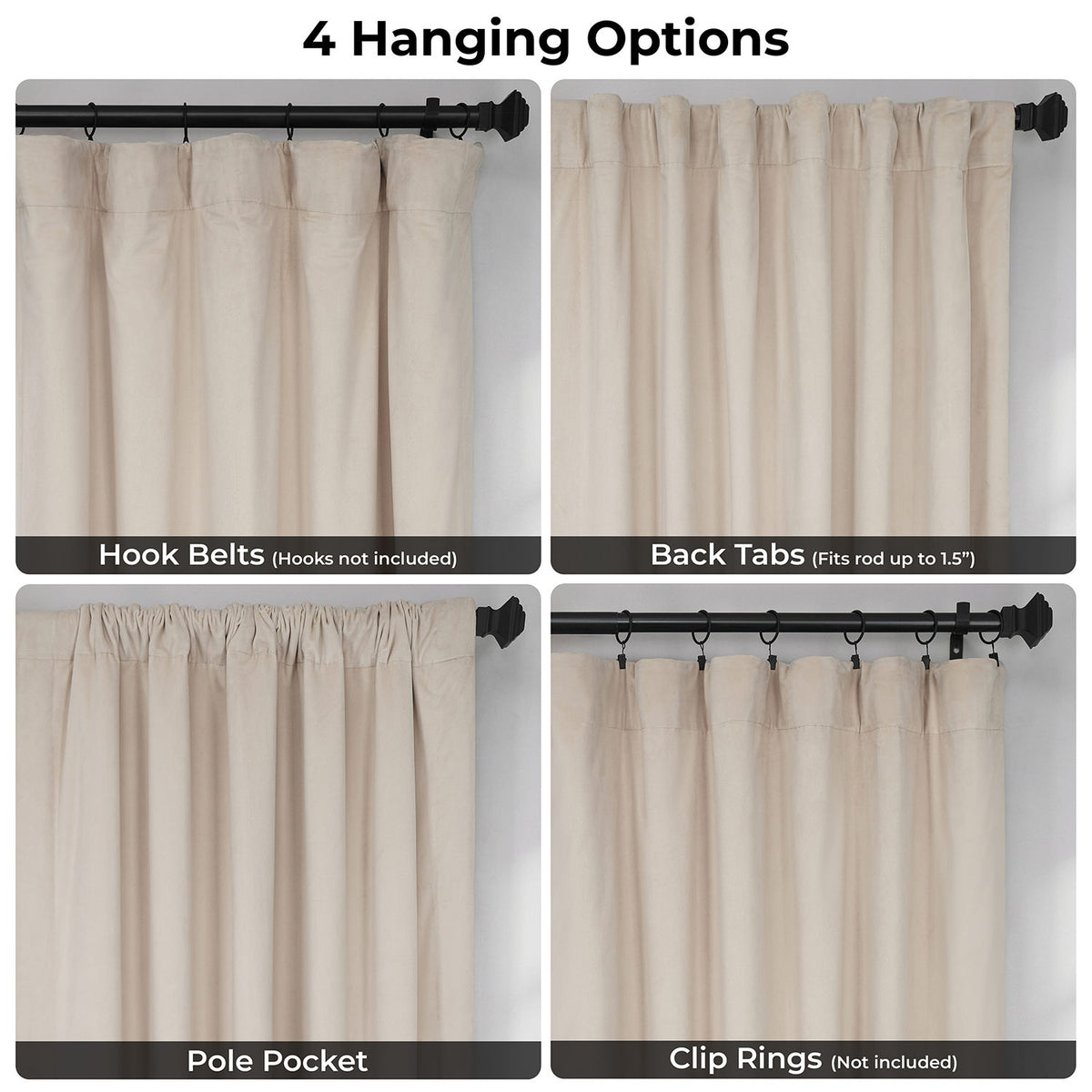 Alabaster Beige Signature Velvet Blackout Curtain