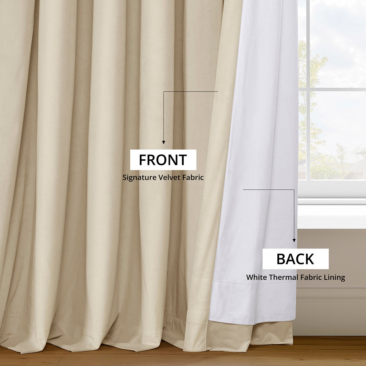 Alabaster Beige Signature Velvet Blackout Curtain