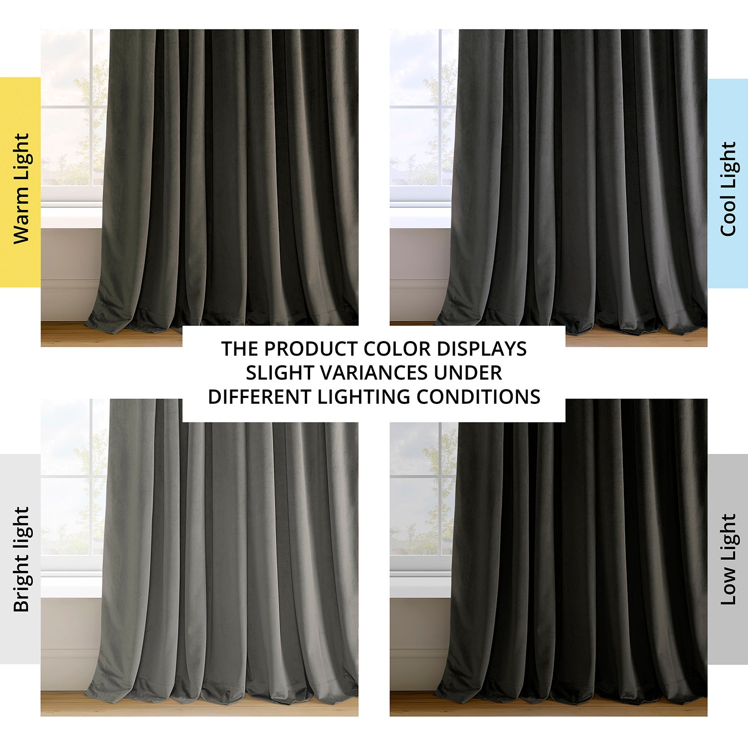 Gunmetal Grey Signature Velvet Blackout Curtain