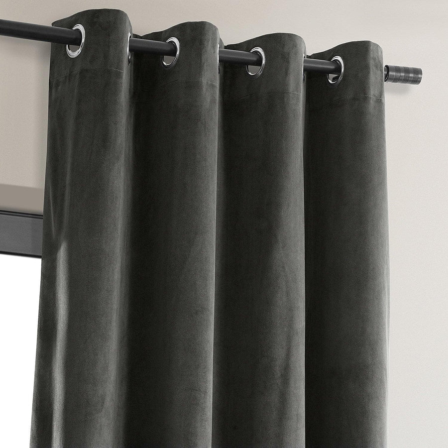 Gunmetal Grey Grommet Signature Velvet Blackout Curtain - HalfPriceDrapes.com
