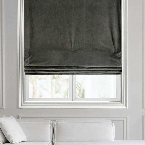 Gunmetal Grey Signature Velvet Roman Shade