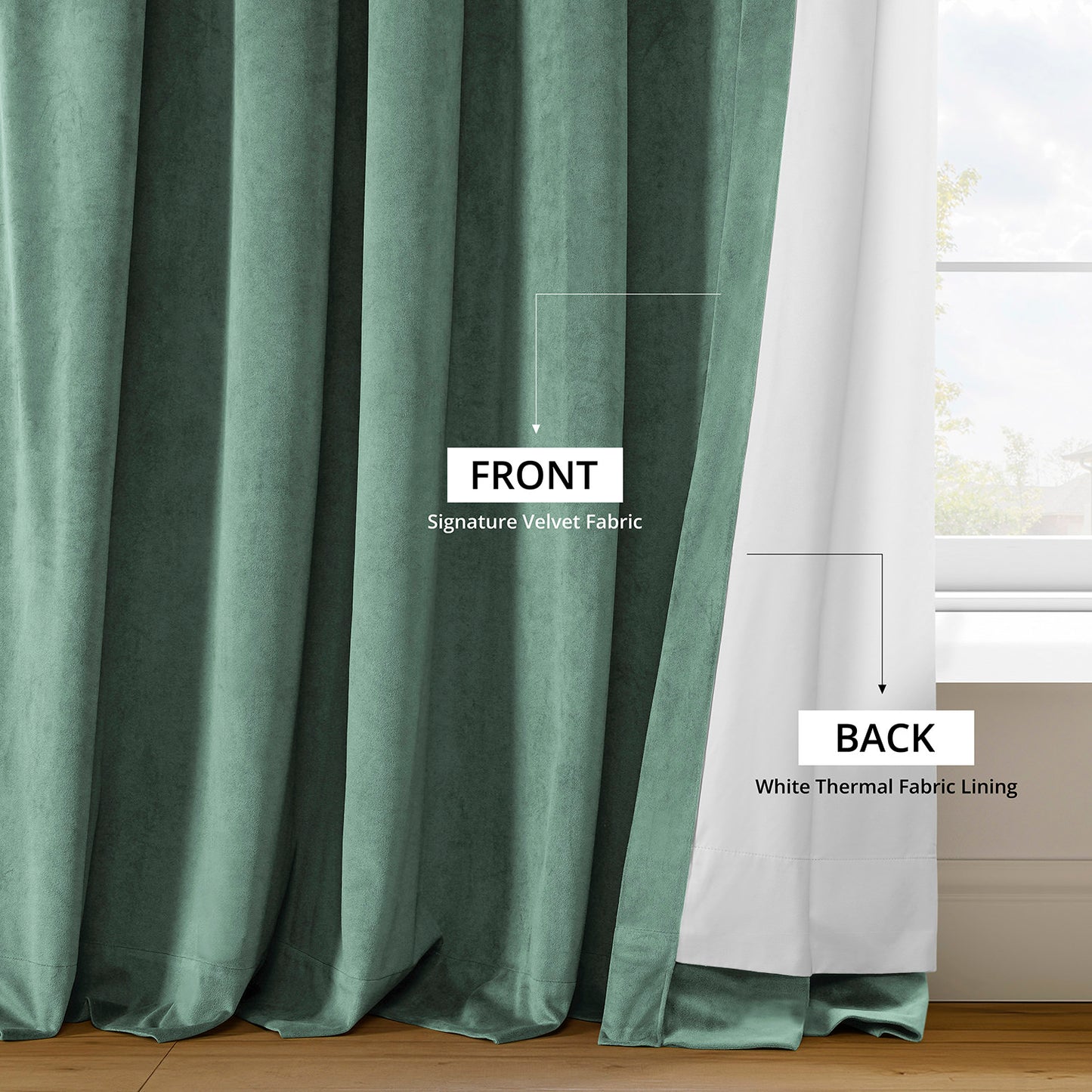 Aqua Mist Signature Velvet Blackout Curtain