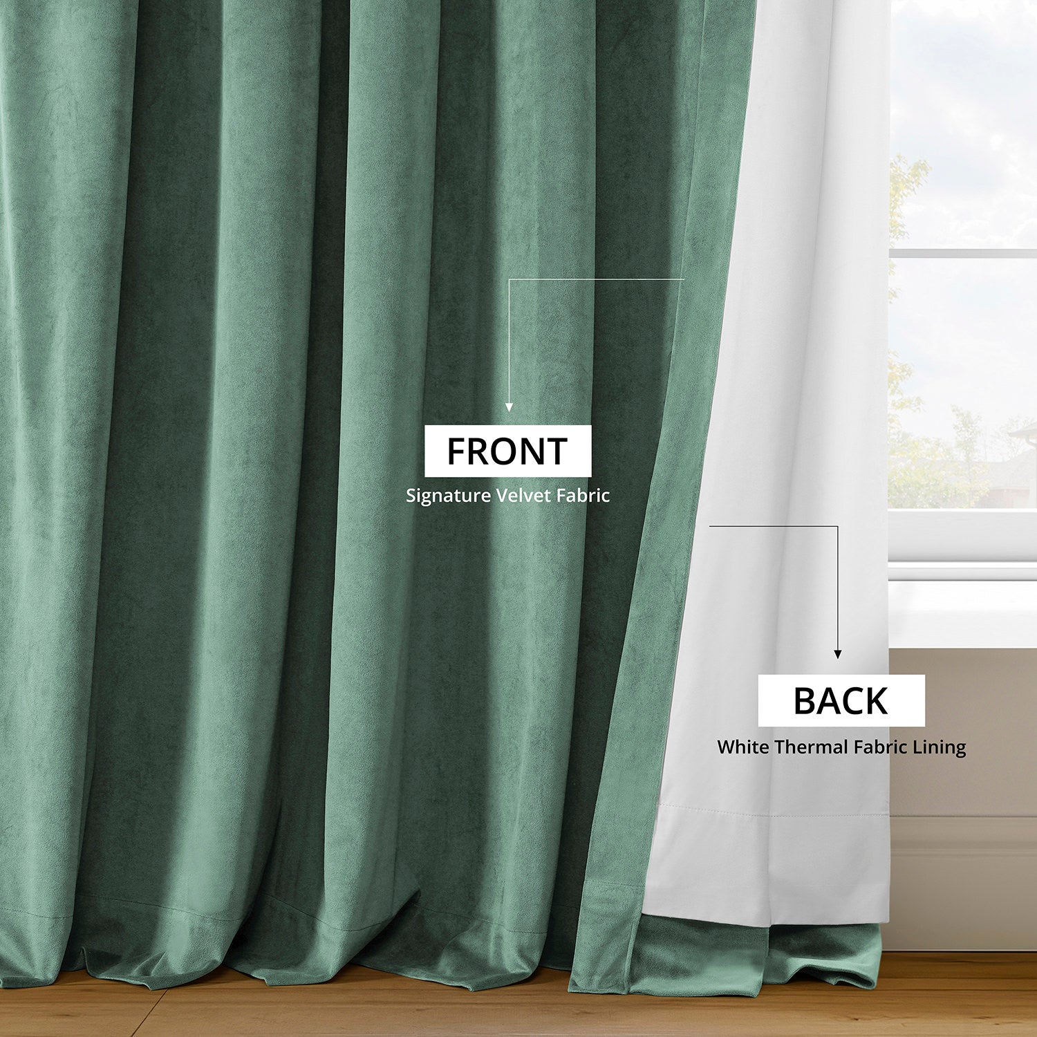 Aqua Mist Signature Velvet Blackout Curtain