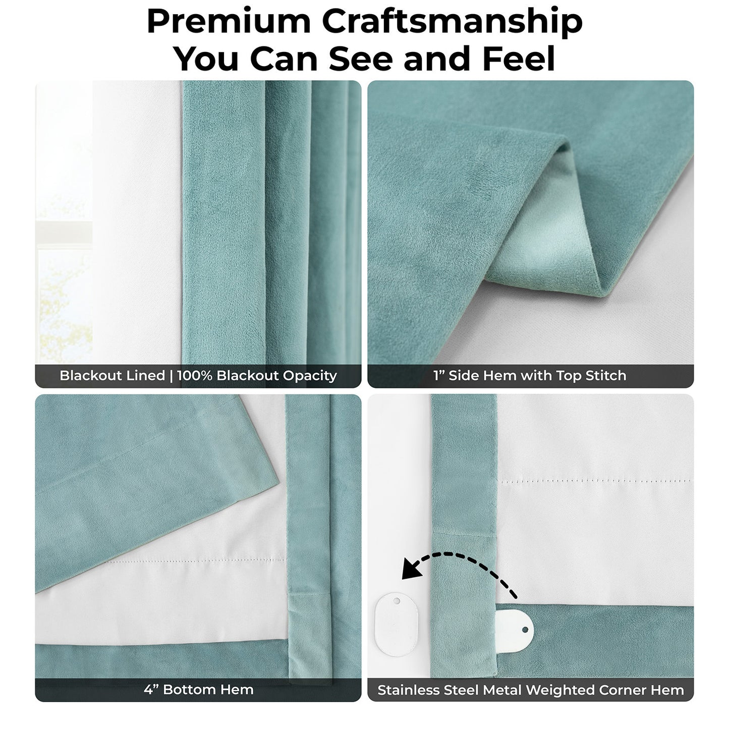 Aqua Mist Signature Velvet Blackout Curtain