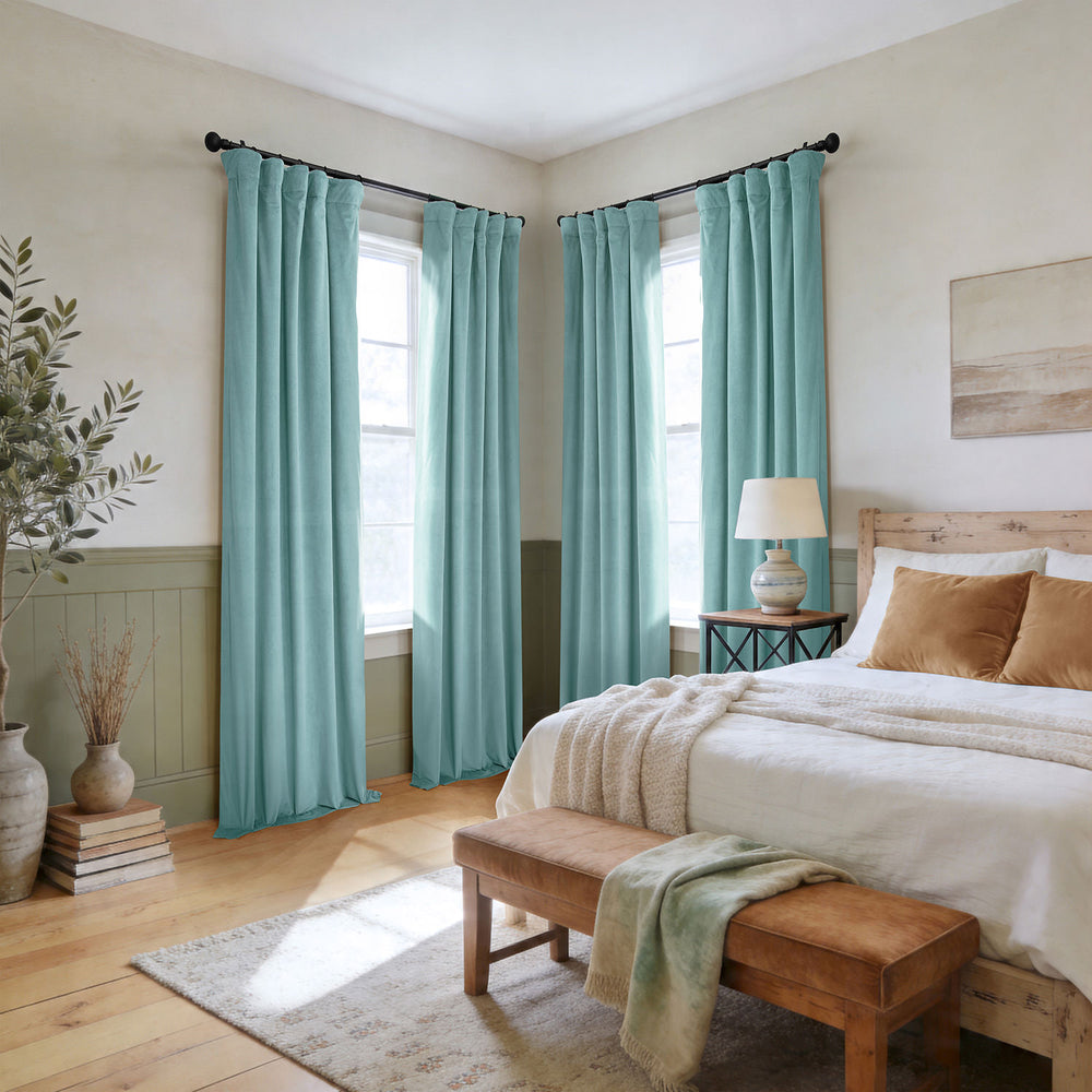 Aqua Mist Signature Velvet Blackout Curtain