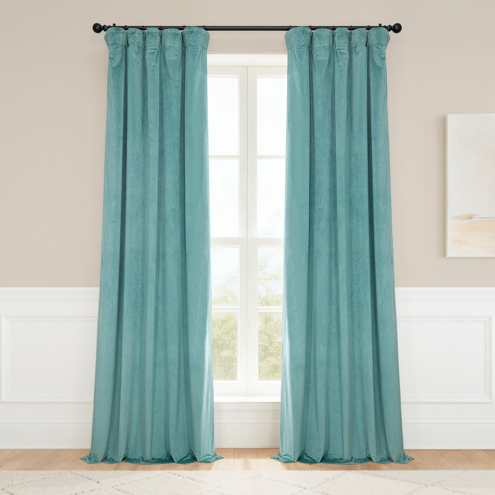 Aqua Mist Signature Velvet Blackout Curtain