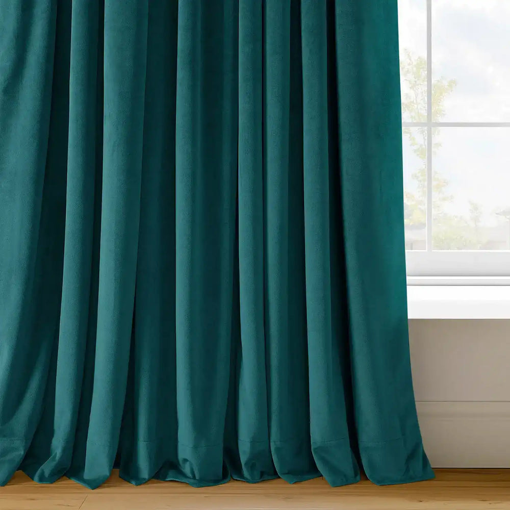 Everglade Teal Signature Velvet Custom Curtain