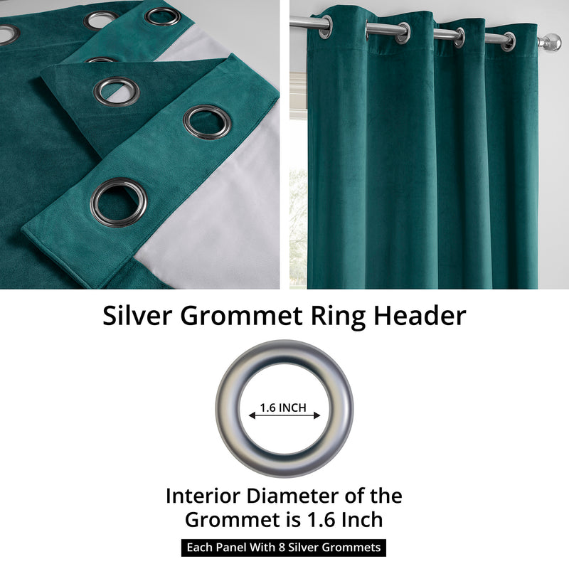 Everglade Teal Grommet Signature Velvet Blackout Curtain