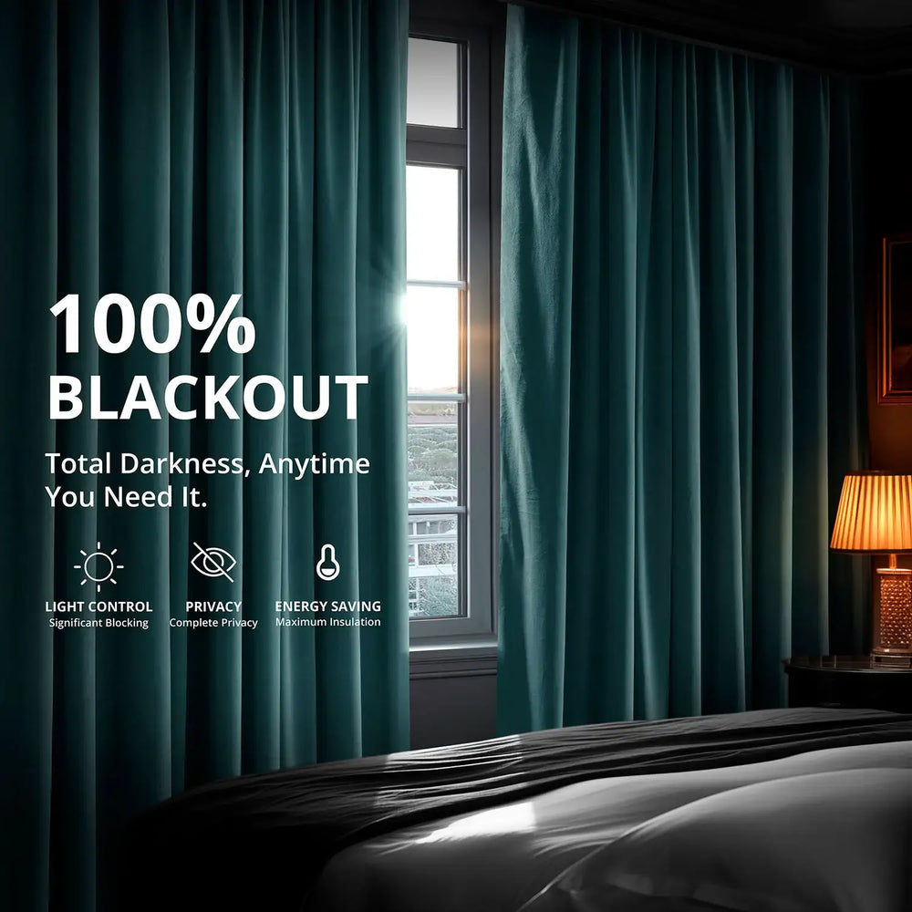 Everglade Teal Signature Velvet Blackout Curtain