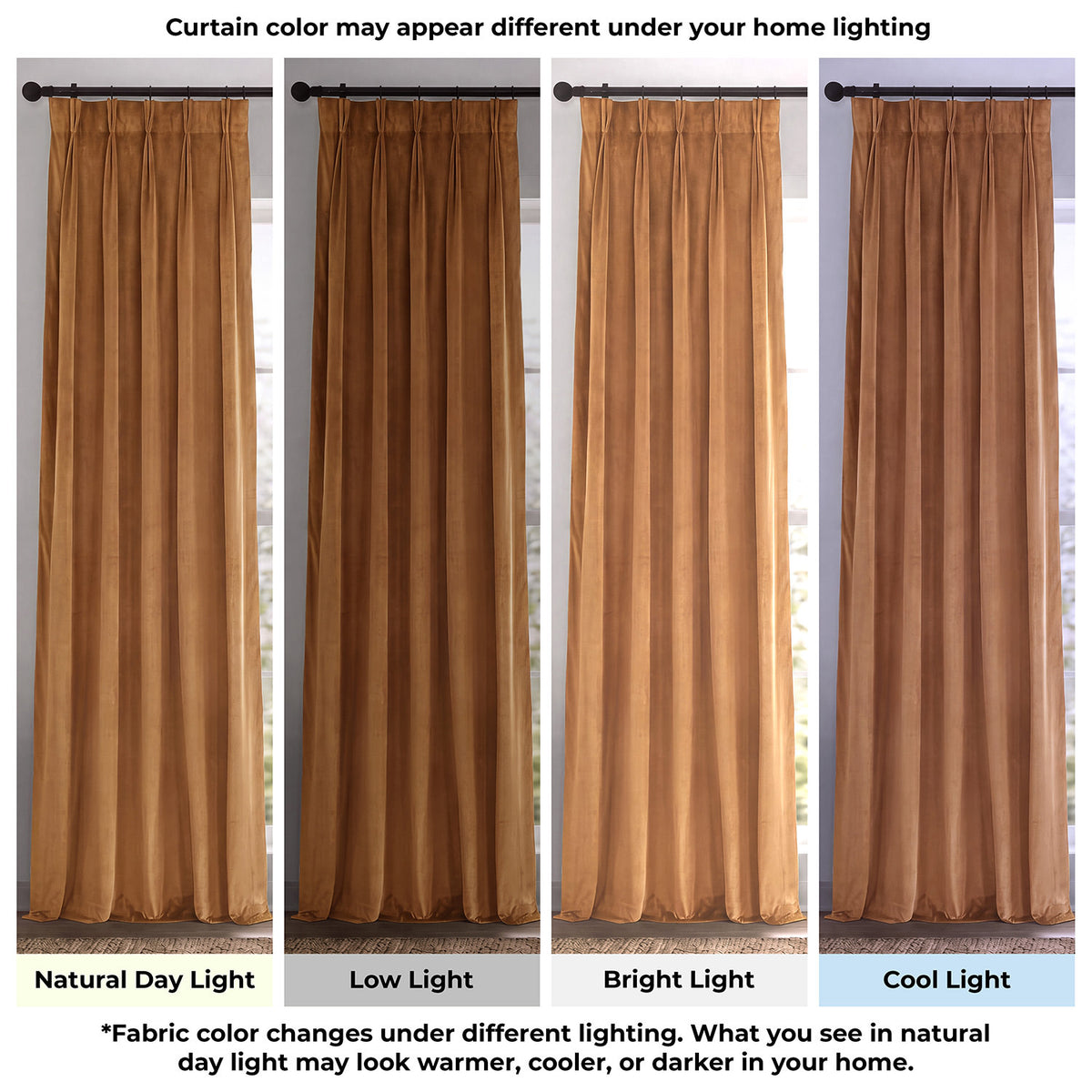 Amber Gold Pinch Pleat Signature Velvet Blackout Curtain
