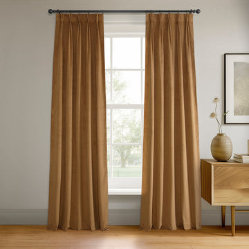 Amber Gold French Pleat Signature Velvet Blackout Curtain