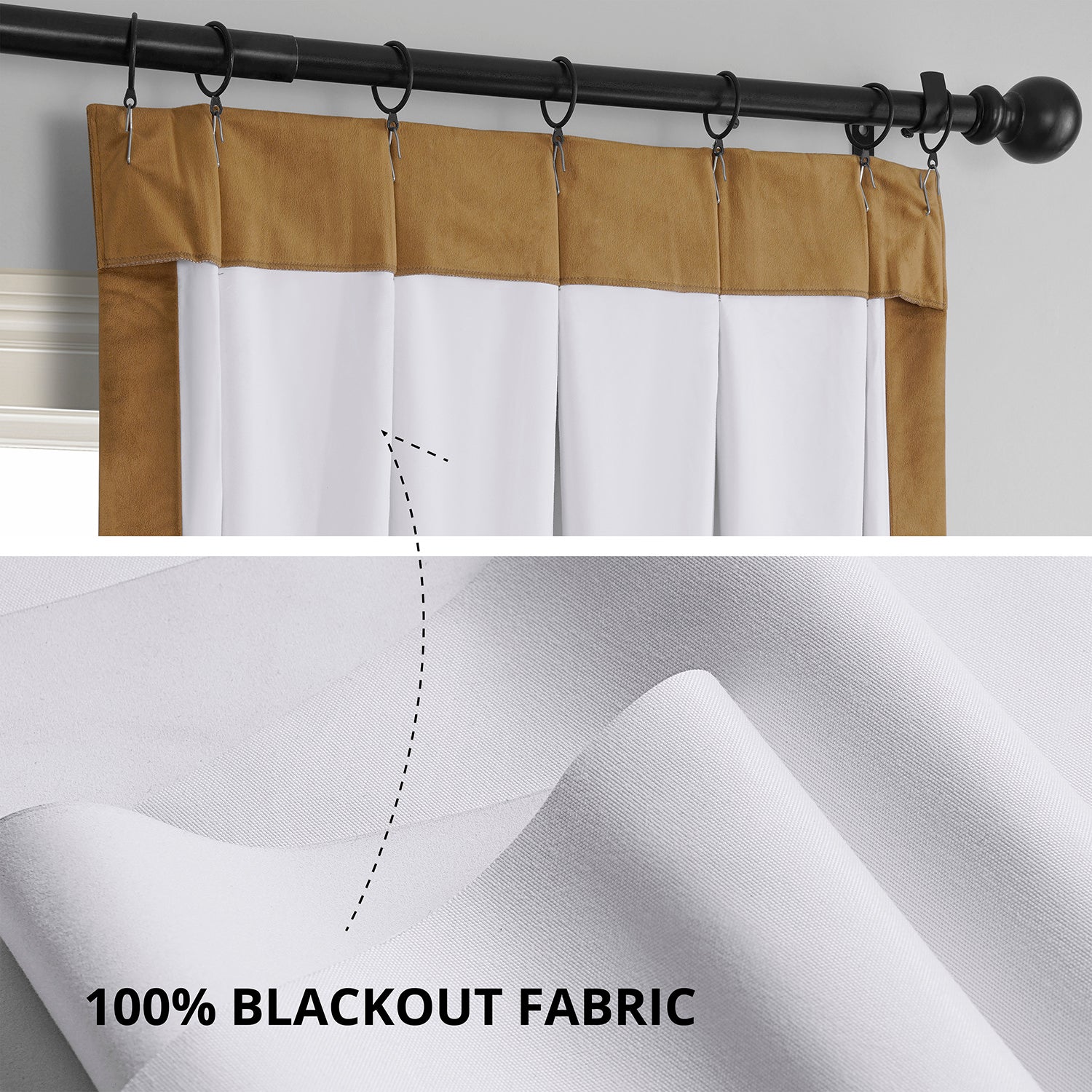 Amber Gold French Pleat Signature Velvet Blackout Curtain