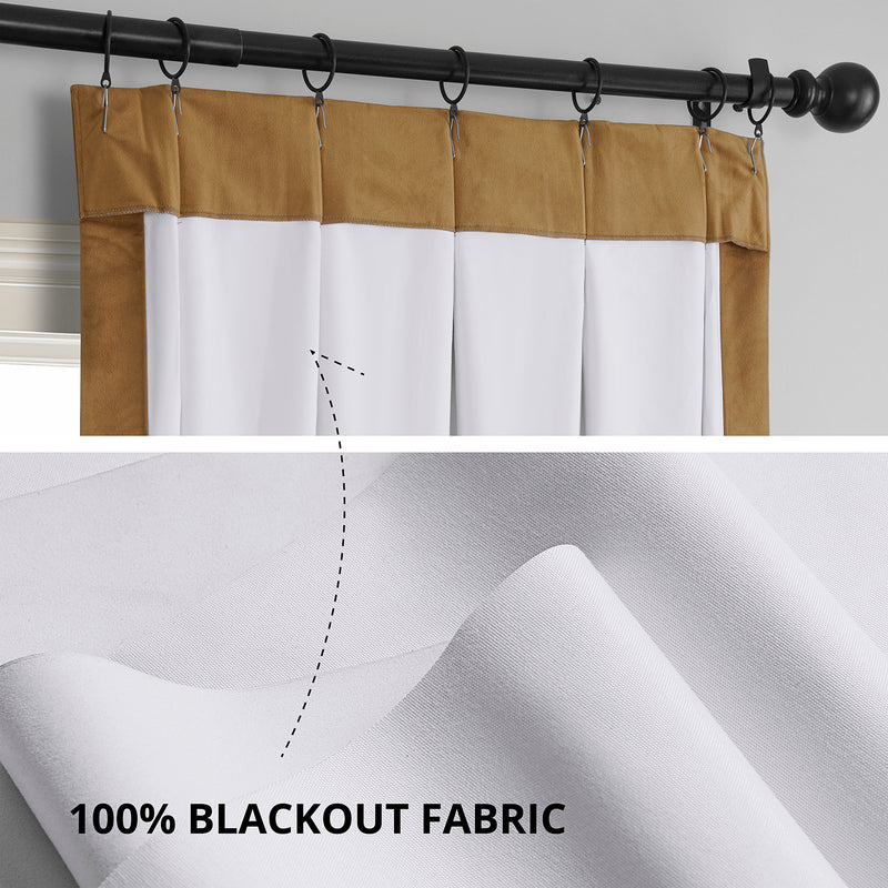 Amber Gold French Pleat Signature Velvet Blackout Curtain