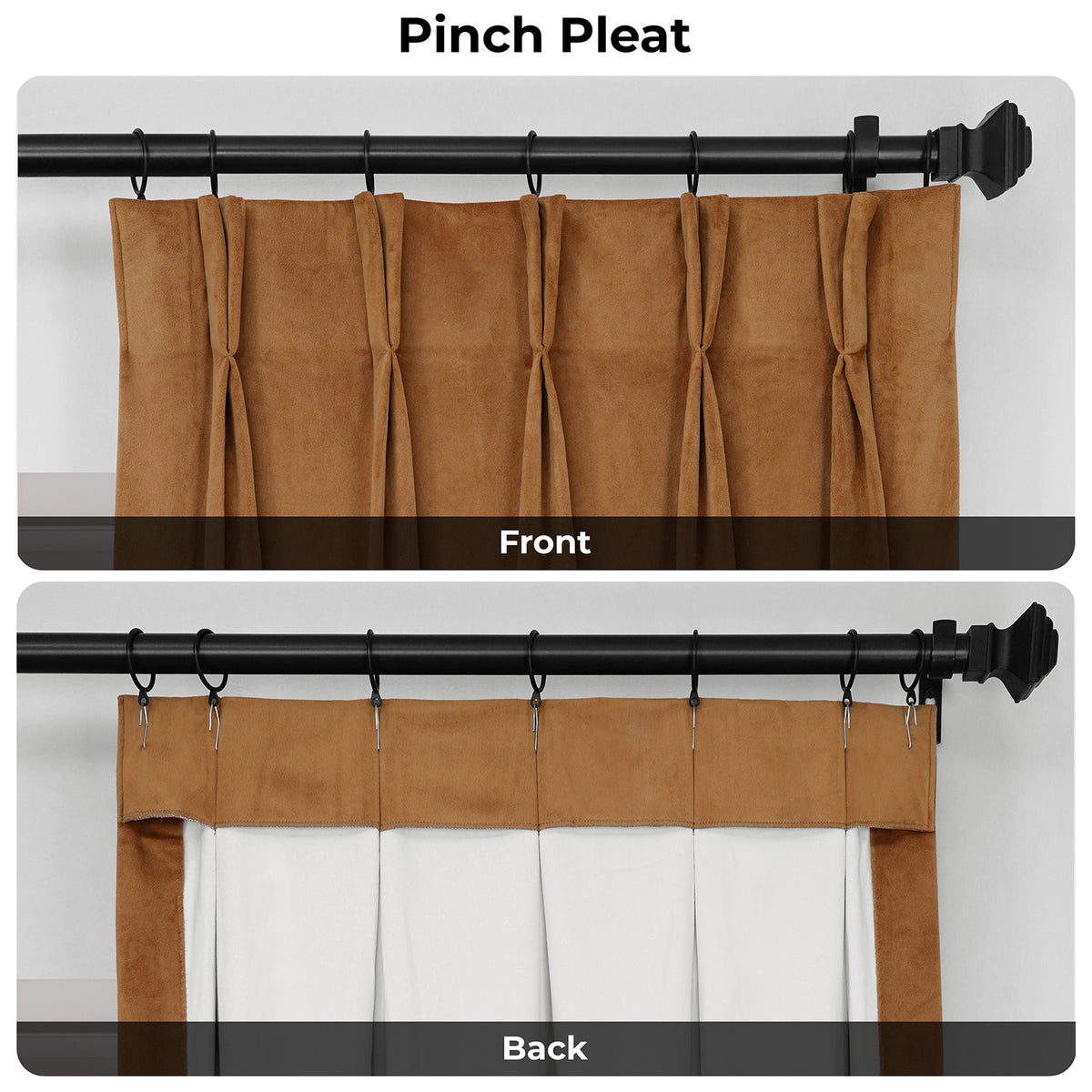 Amber Gold Pinch Pleat Signature Velvet Blackout Curtain