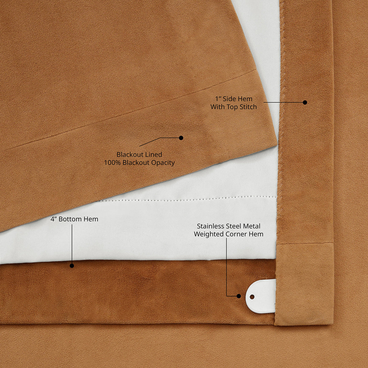 Amber Gold Pinch Pleat Signature Velvet Blackout Curtain