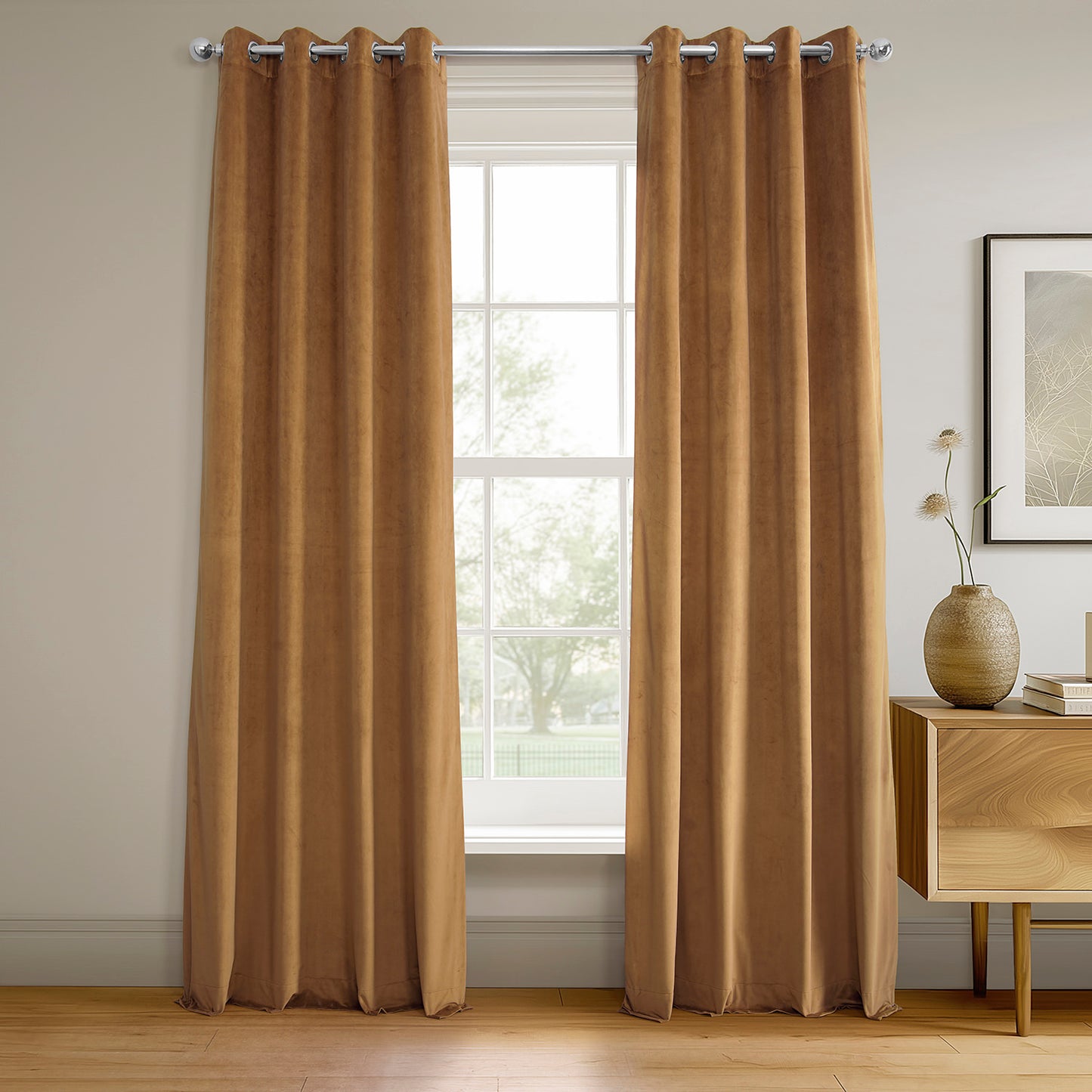 Amber Gold Grommet Signature Velvet Blackout Curtain