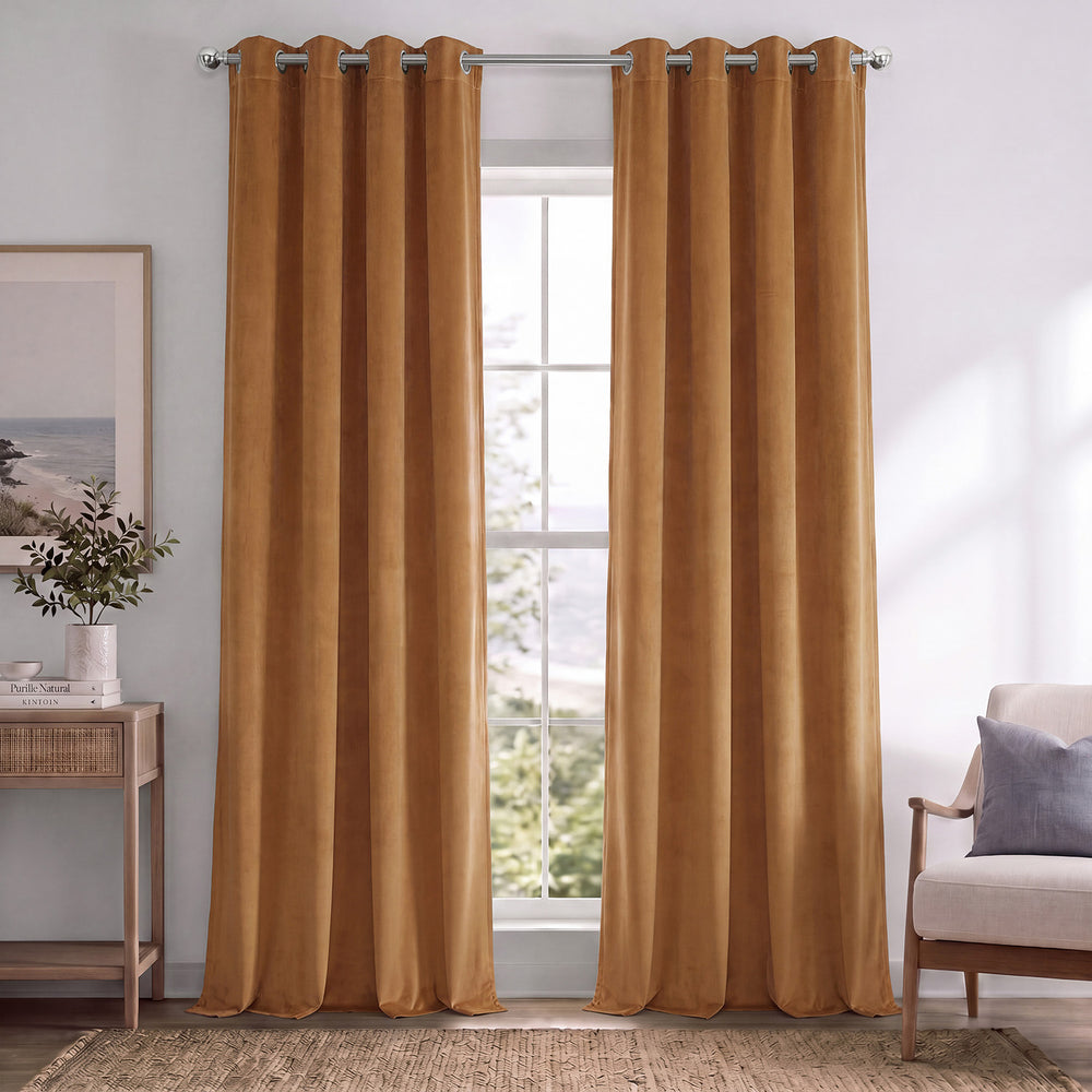 Amber Gold Grommet Signature Velvet Blackout Curtain