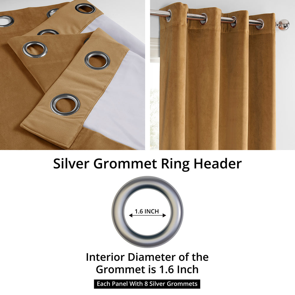 Amber Gold Grommet Signature Velvet Blackout Curtain