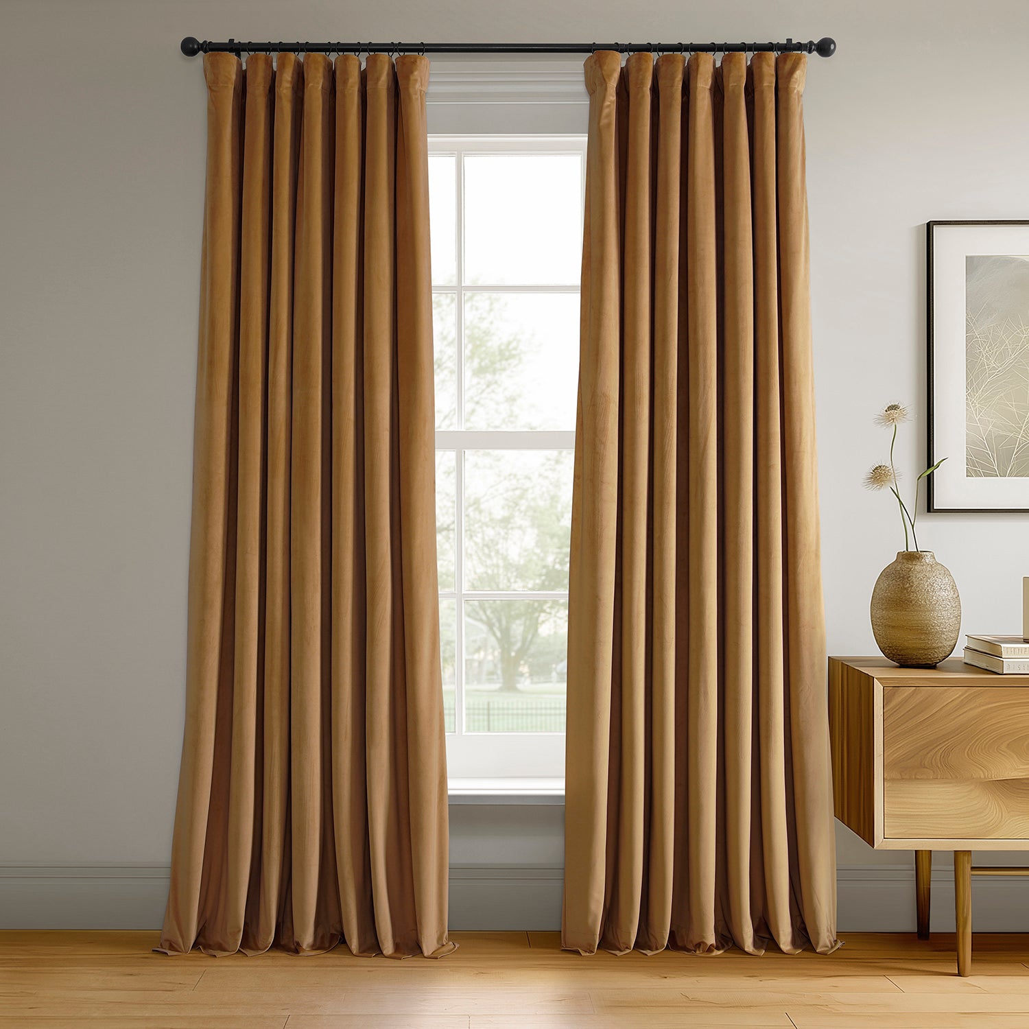 Amber Gold Signature Velvet Blackout Curtain