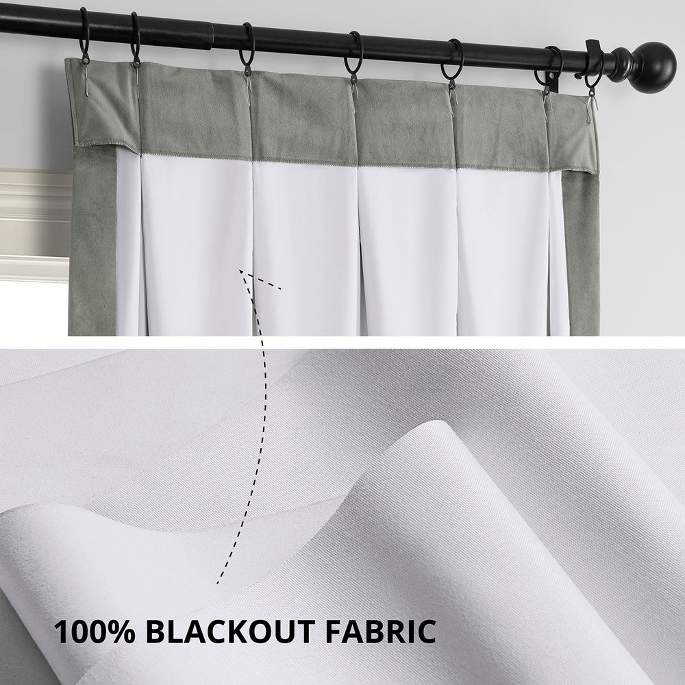 Silver Grey French Pleat Signature Velvet Blackout Curtain