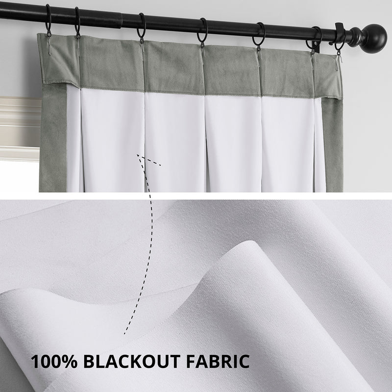 Silver Grey French Pleat Signature Velvet Blackout Curtain