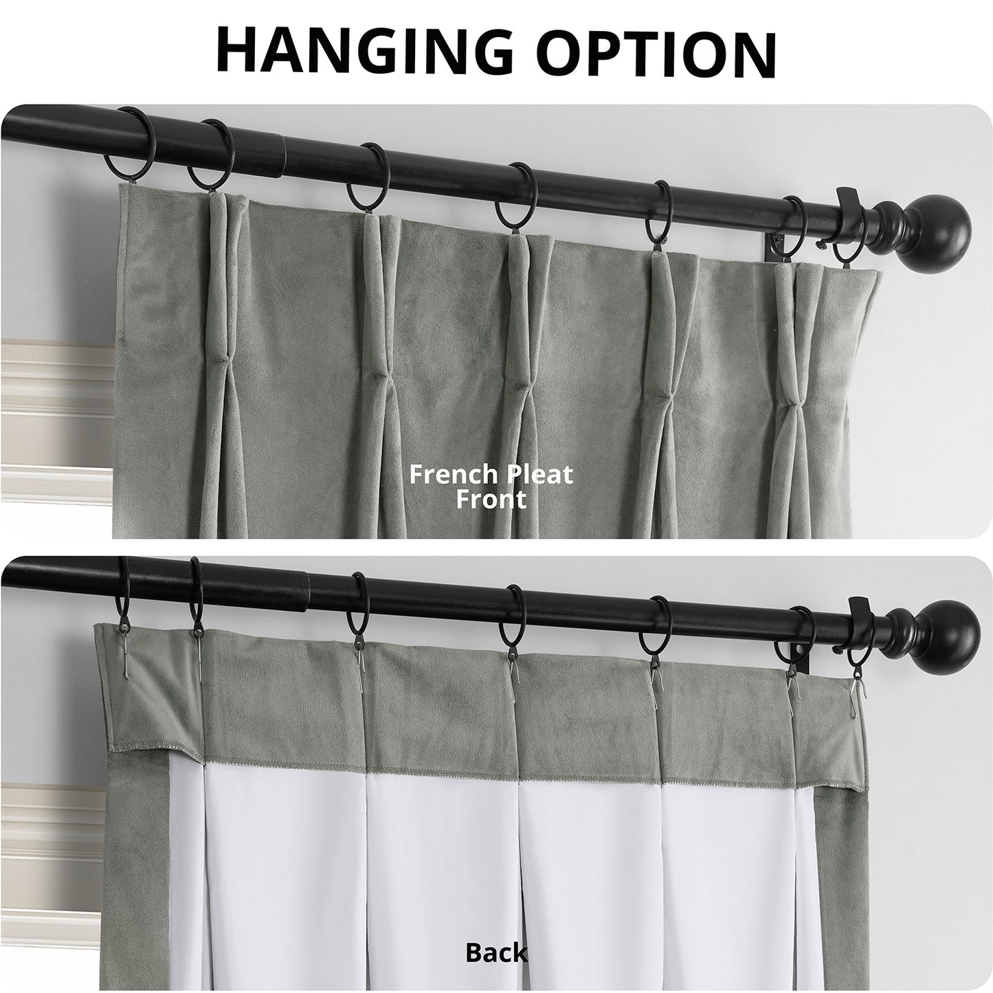 Silver Grey French Pleat Signature Velvet Blackout Curtain