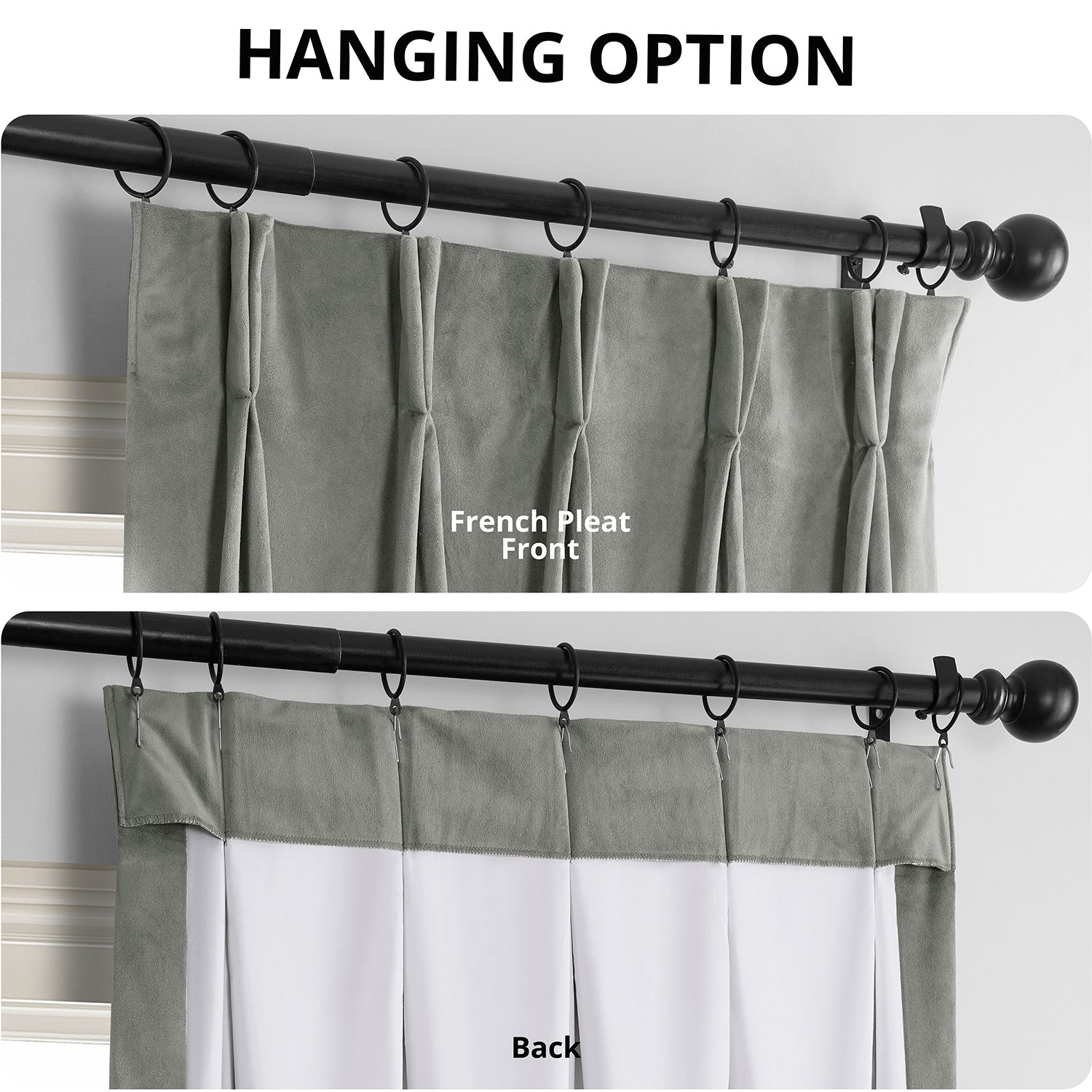 Silver Grey French Pleat Signature Velvet Blackout Curtain