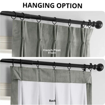 Silver Grey French Pleat Signature Velvet Blackout Curtain