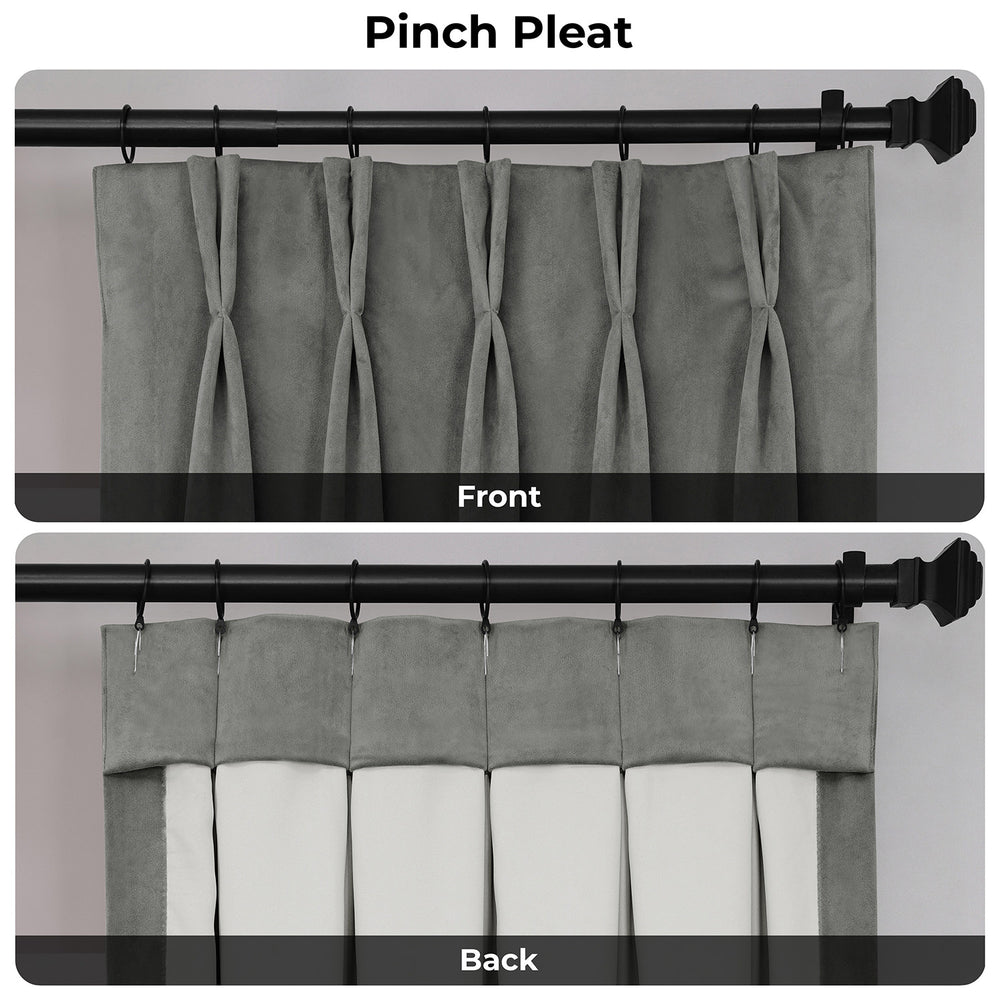 Silver Grey Pinch Pleat Signature Velvet Blackout Curtain