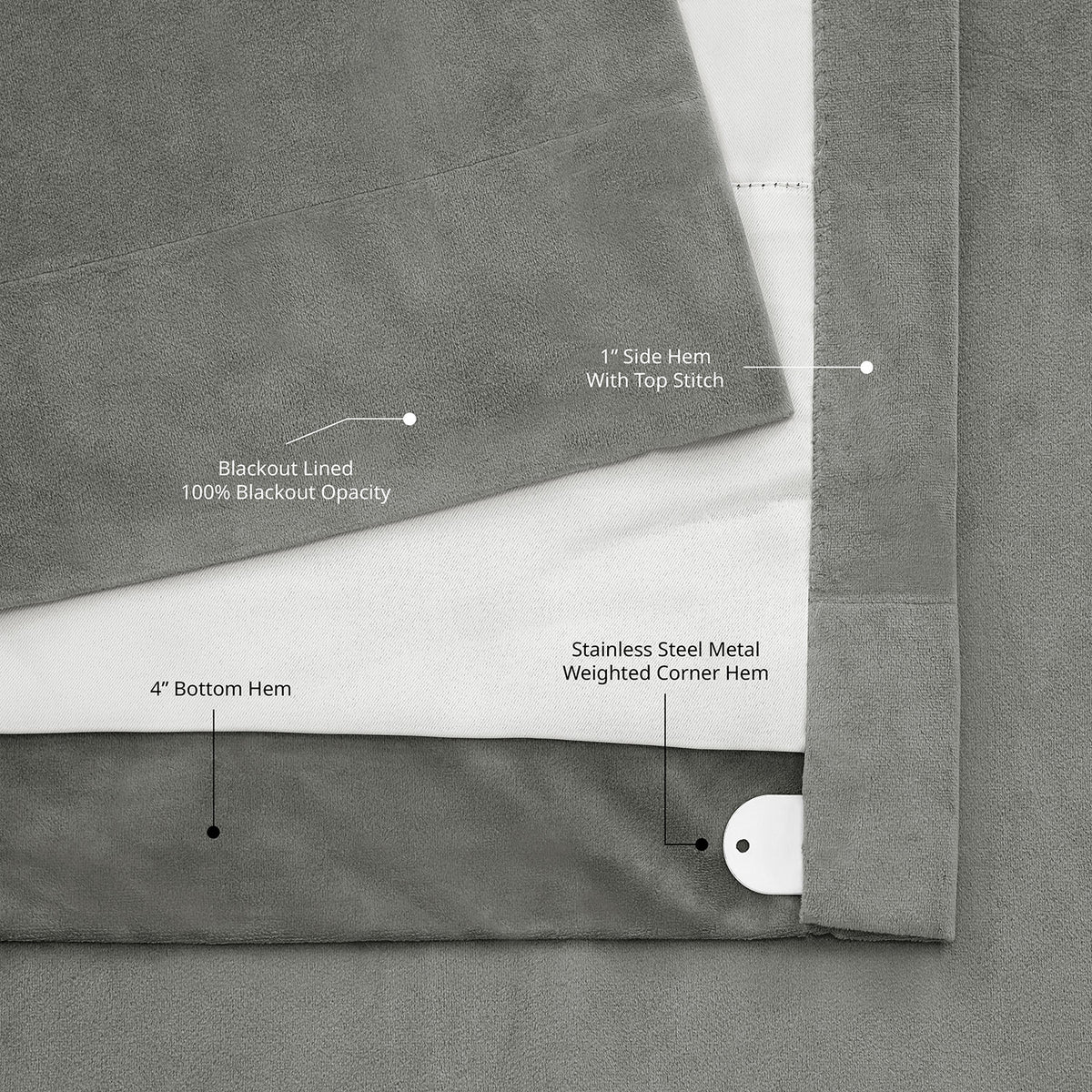 Silver Grey Pinch Pleat Signature Velvet Blackout Curtain