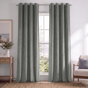 Silver Grey Grommet Signature Velvet Blackout Curtain