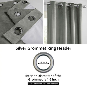 Silver Grey Grommet Signature Velvet Blackout Curtain