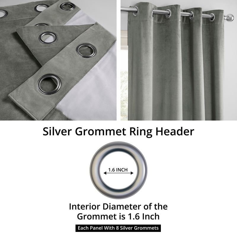Silver Grey Grommet Signature Velvet Blackout Curtain
