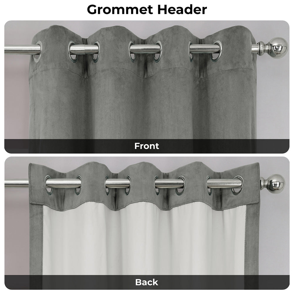 Silver Grey Grommet Signature Velvet Blackout Curtain