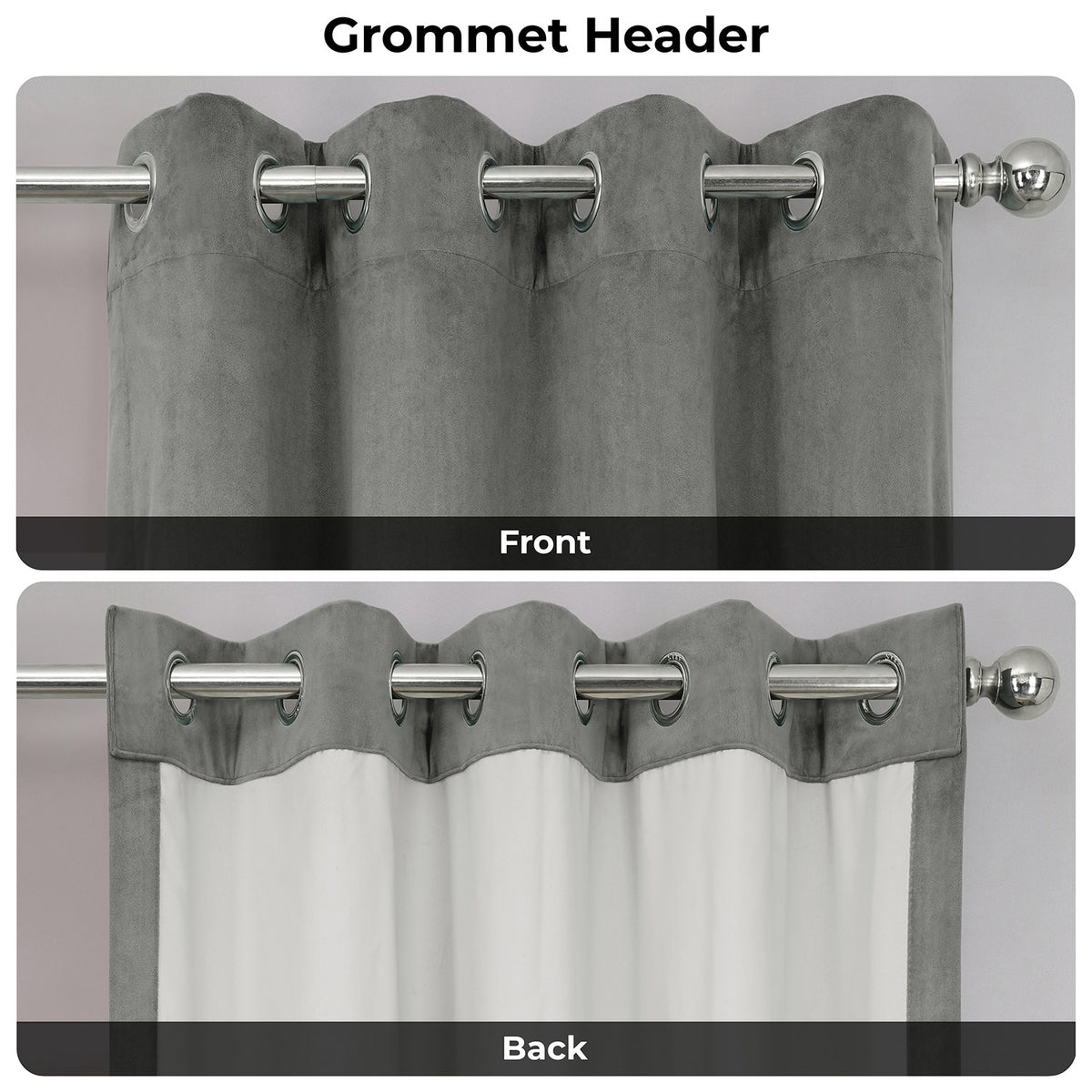 Silver Grey Grommet Signature Velvet Blackout Curtain