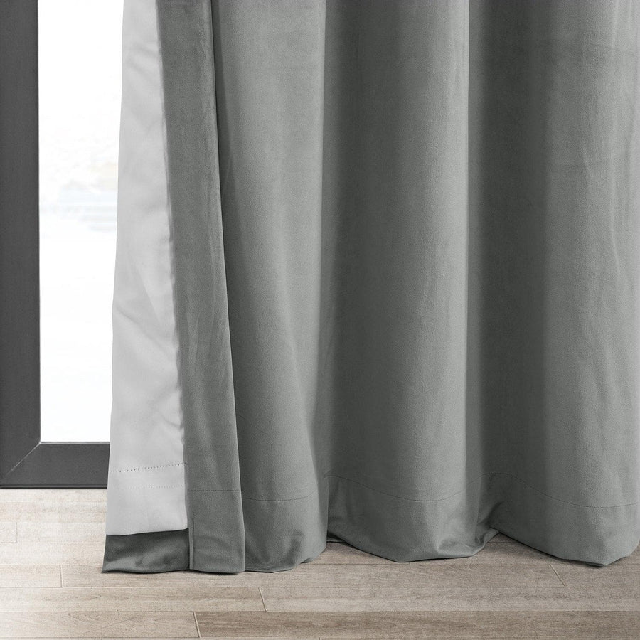 Silver Grey Grommet Signature Velvet Blackout Curtain - HalfPriceDrapes.com
