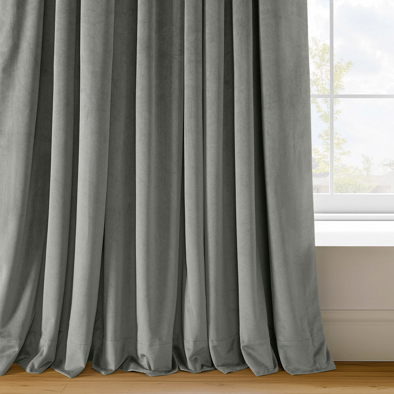Silver Grey Signature Velvet Custom Curtain