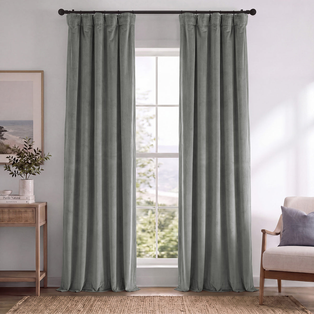 Silver Grey Signature Velvet Blackout Curtain