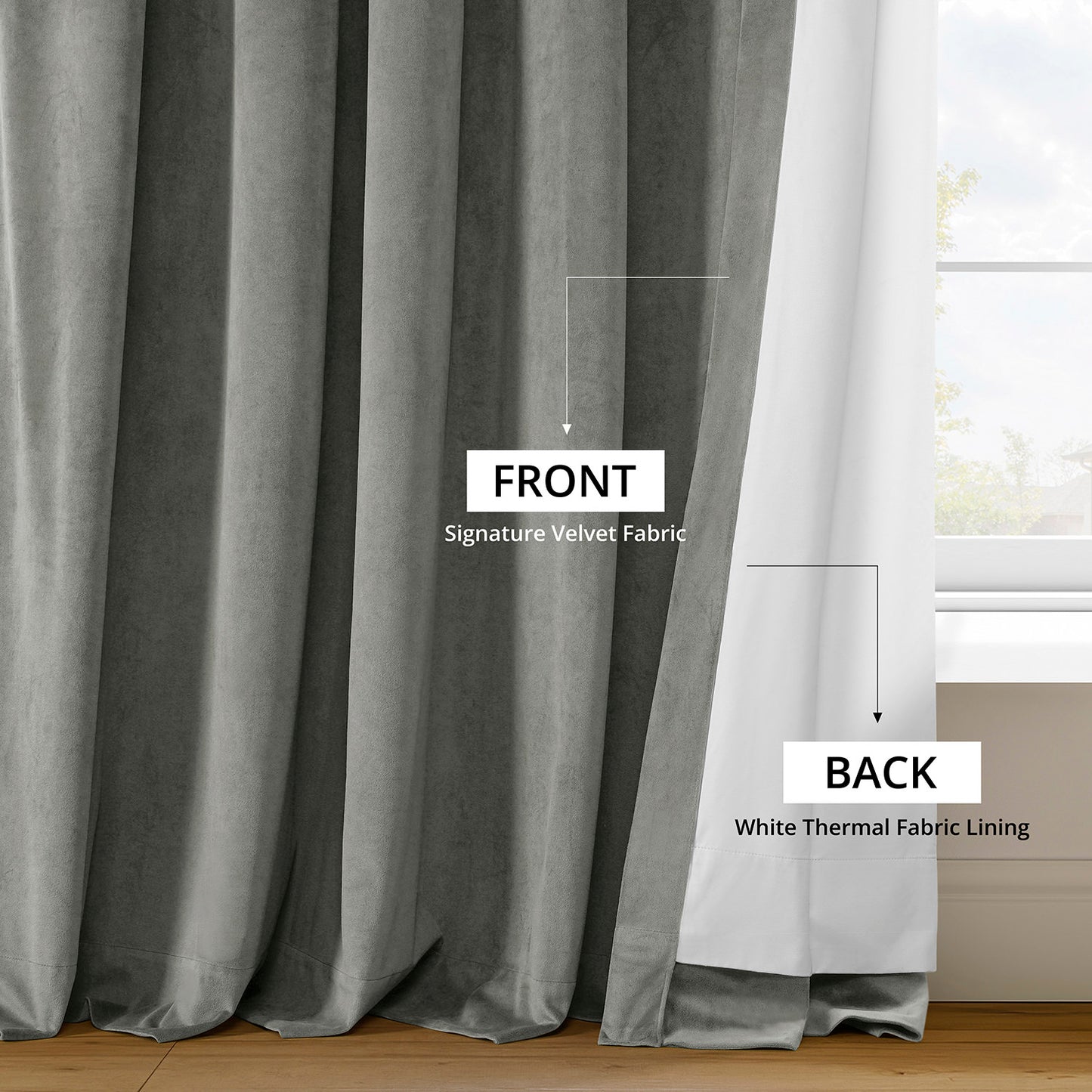Silver Grey Signature Velvet Blackout Curtain