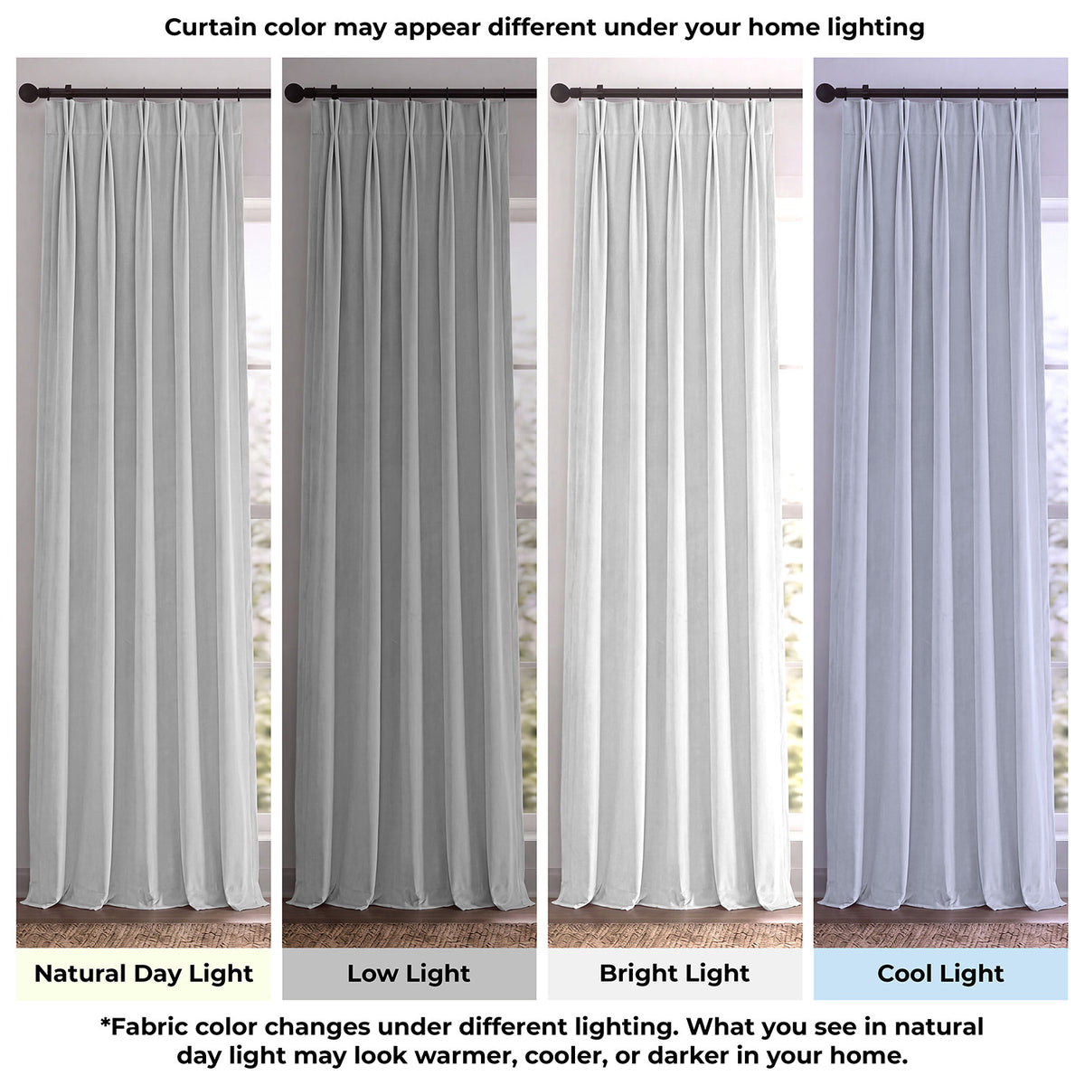 Reflection Grey Pinch Pleat Signature Velvet Blackout Curtain