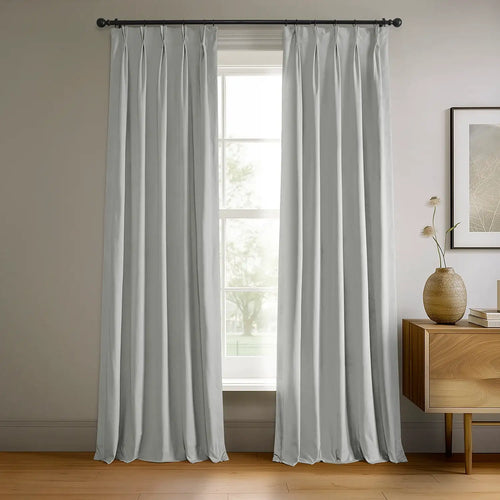 Reflection Grey Pinch Pleat Signature Velvet Blackout Curtain
