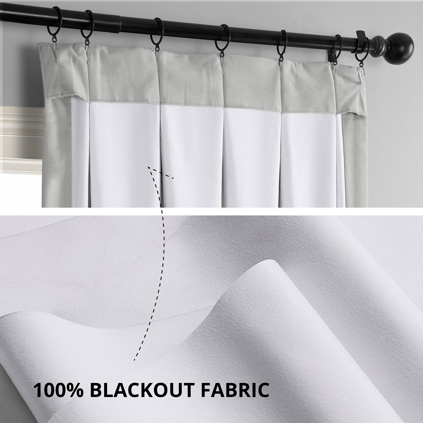 Reflection Grey French Pleat Signature Velvet Blackout Curtain