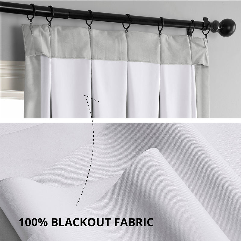 Reflection Grey French Pleat Signature Velvet Blackout Curtain
