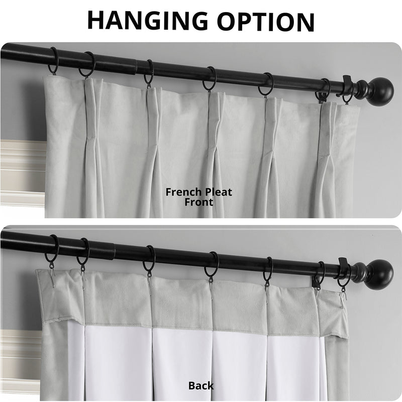 Reflection Grey French Pleat Signature Velvet Blackout Curtain