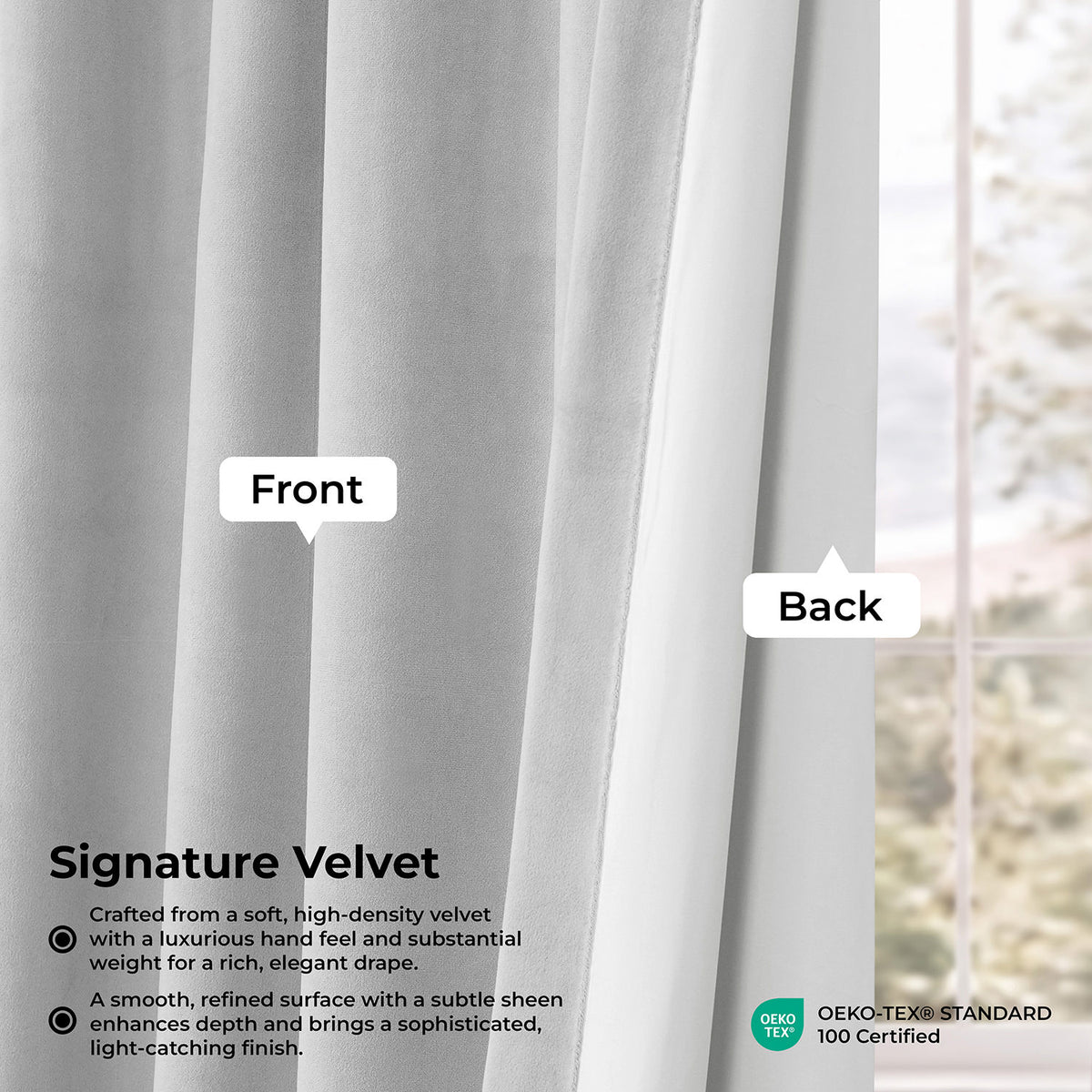 Reflection Grey Signature Velvet Blackout Curtain